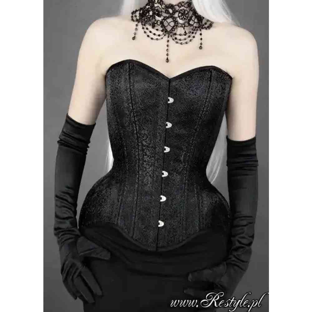 Restyle - WH Brocade Gothic Jacquard Hourglass survêtement corset - Noir